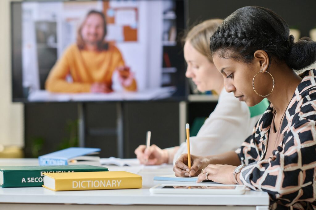 Students sitting on lecture in class